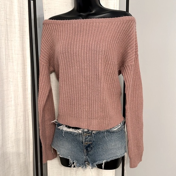 Missguided pink off shoulder chunky knit long sleeve sweater top S - Picture 13 of 15